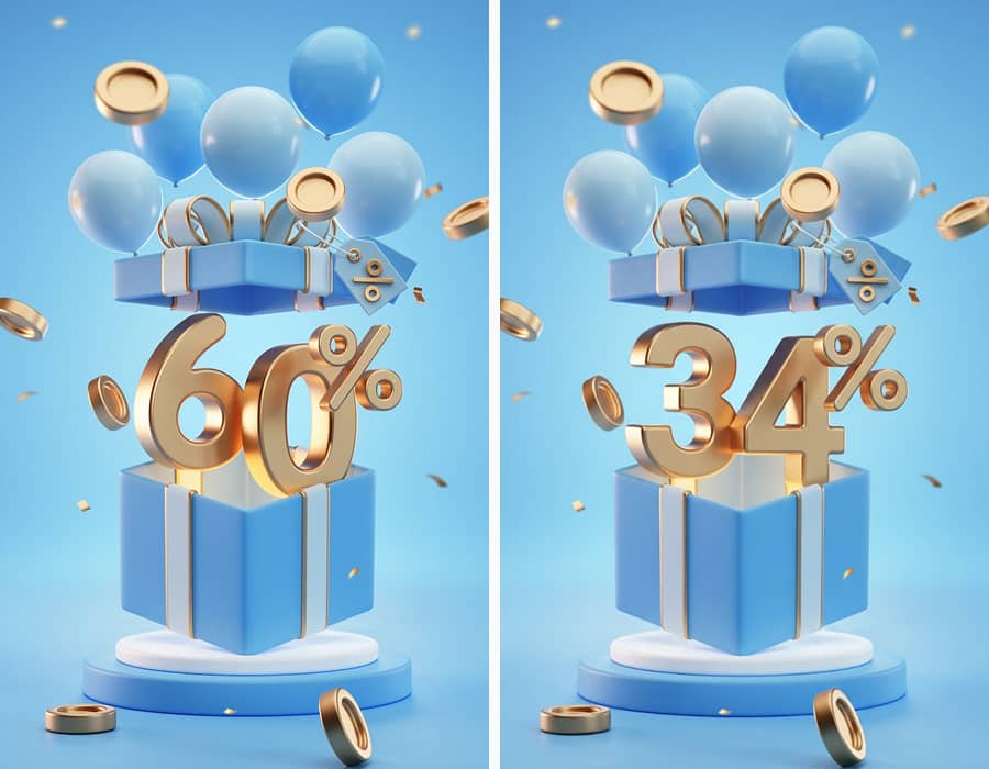 A promotional flyer showing a discount being updated from 20% to 25%.