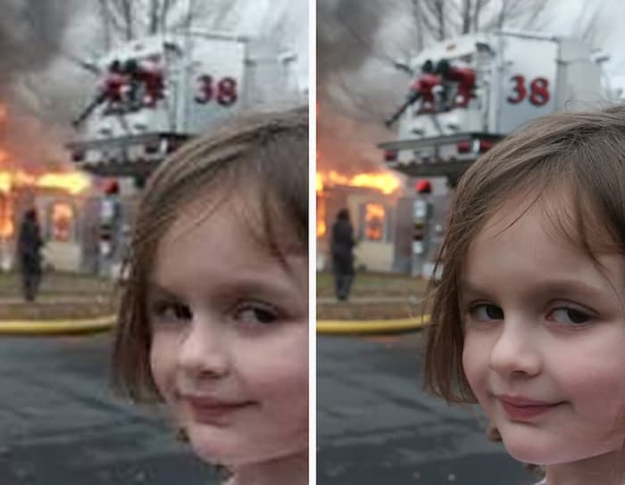 A blurry, low-quality photo of a girl, transformed into a sharp, vibrant, and high-definition image through AI enhancement.
