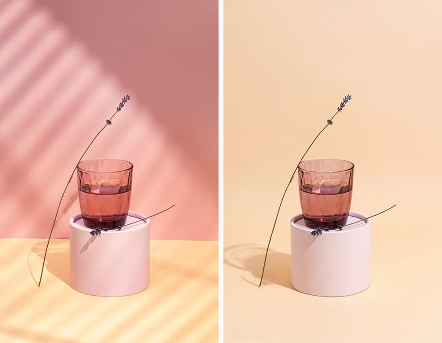 An e-commerce product shot with a harsh shadow removed by the AI.