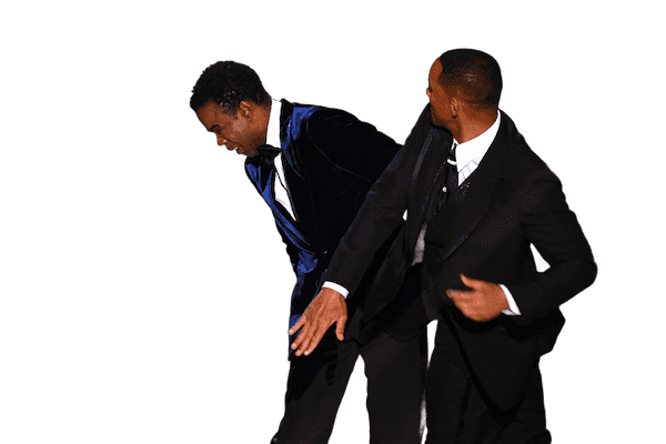 The famous Oscars moment with Will Smith and Chris Rock, with the background perfectly removed to demonstrate the Smart Background Remover.