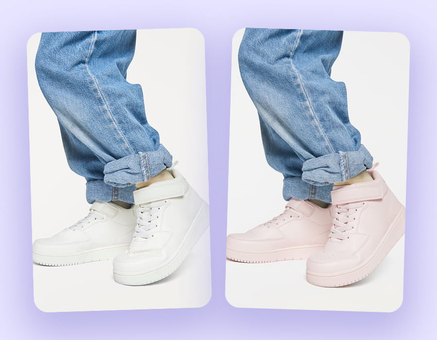 Sneakers changed to pink for e-commerce variant