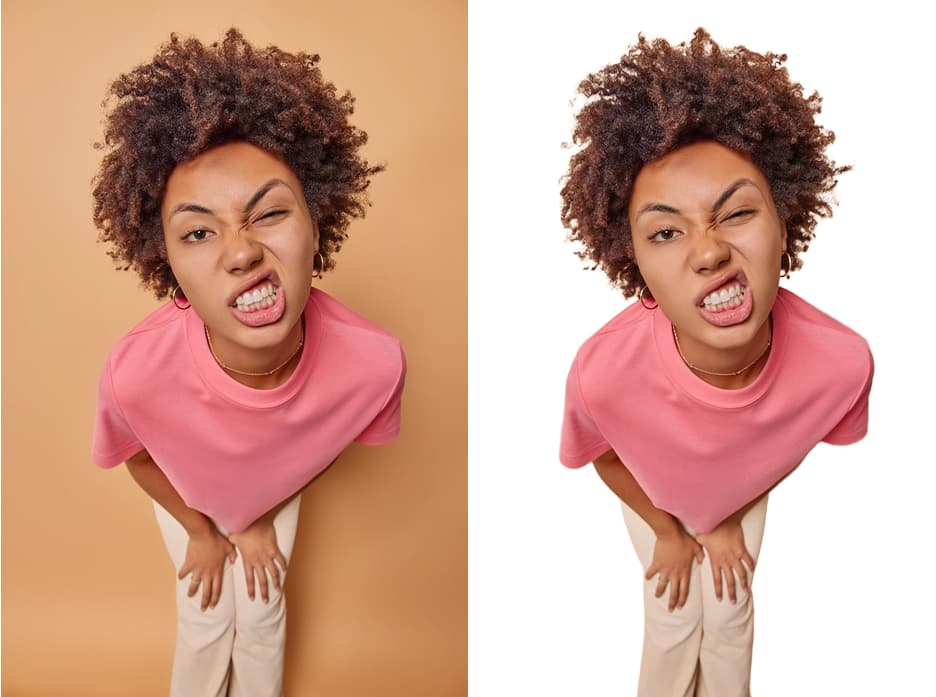 A person's portrait with a removed background for a social media profile