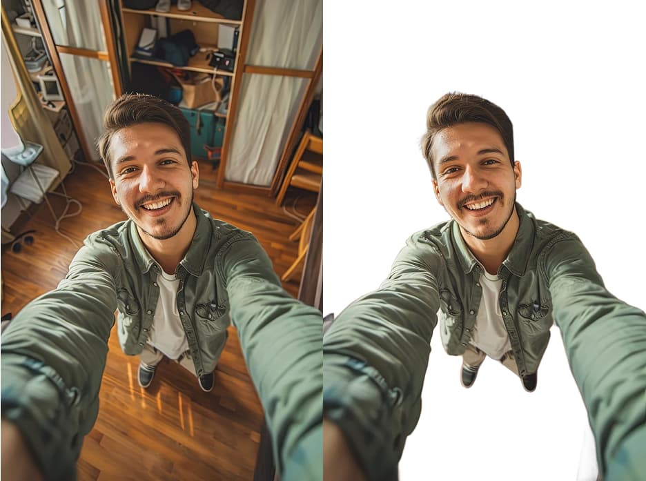 A person cut out from a photo to be used in a fun personal collage