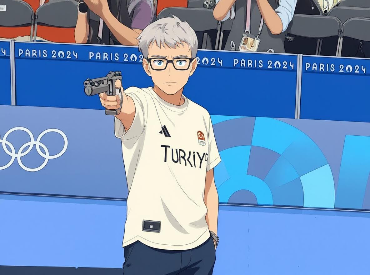 Make olympic turkish guy anime style.